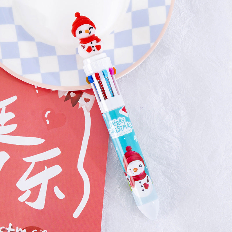Wholesale Christmas ten-color ballpoint pen cute Christmas pen