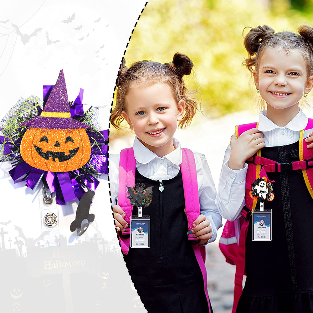 Wholesale Halloween Ghost Skull Glitter Badge Reels Keychains ACC-KC-ZhouHao001