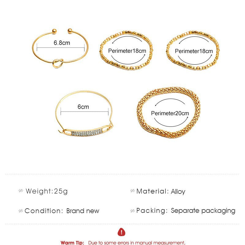 Wholesale Retro Geometric 5 Piece Bracelet Set Gold Tone Alloy Women S Everyday Fashion Jewelry Accessory