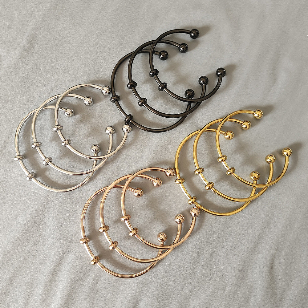 Wholesale Stainless steel ball-end open bangle