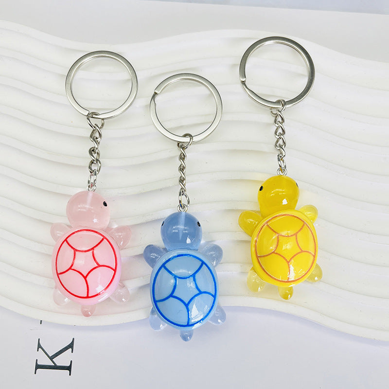 Wholesale Ins Style Cute Glowing Turtle Resin Keychain Bag Charm Decorative Accessory Gift For