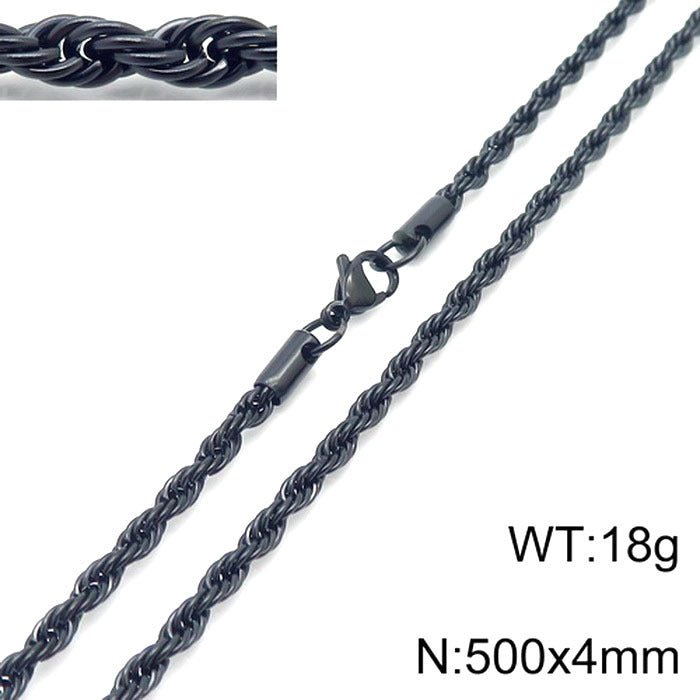 Wholesale Black Twist Chain with Chain Button Rope Chain Titanium Steel Necklace ACC-NE-KaLun002