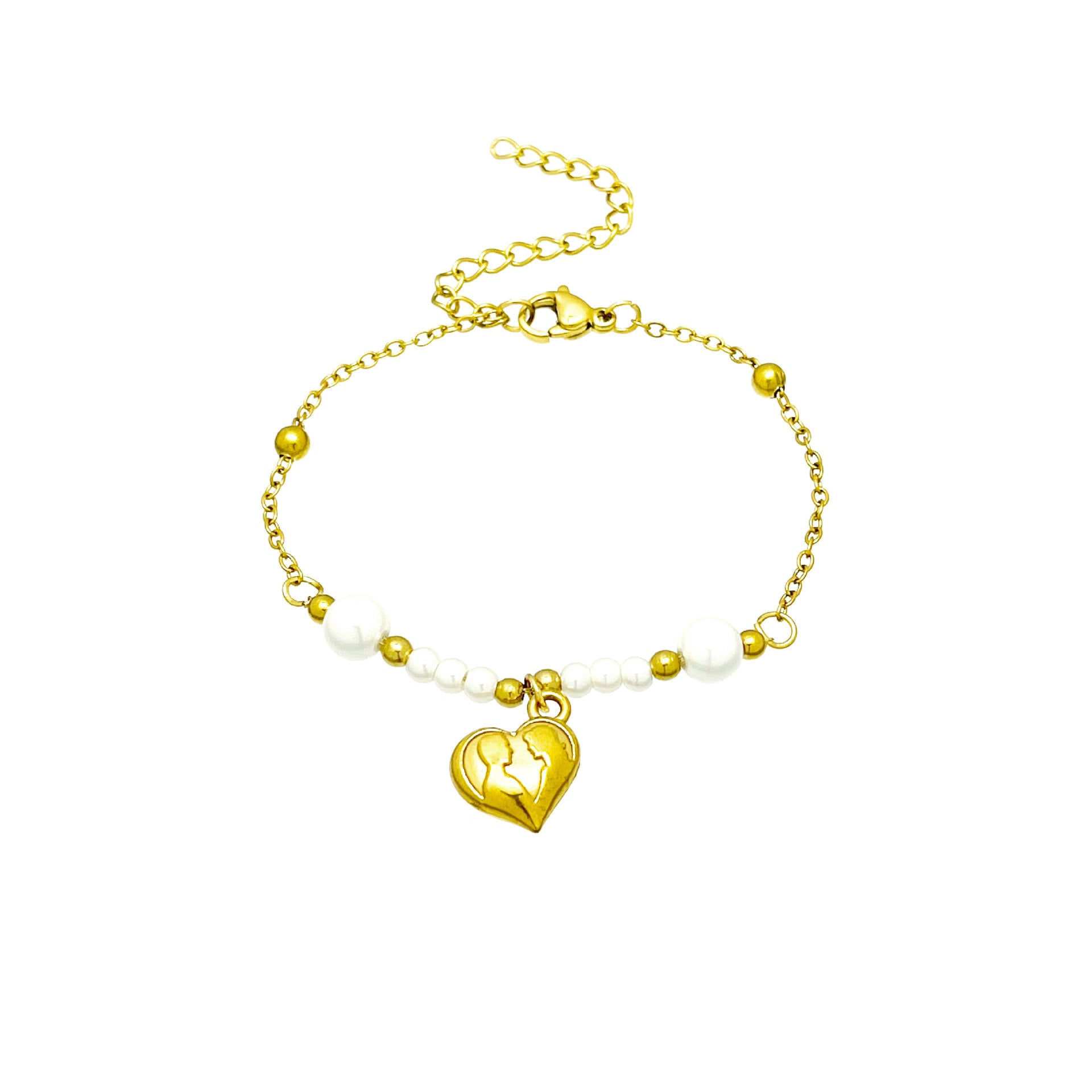 Wholesale Stainless Steel Beaded  Love Bow Star and Moon Versatile Fairy Bracelet