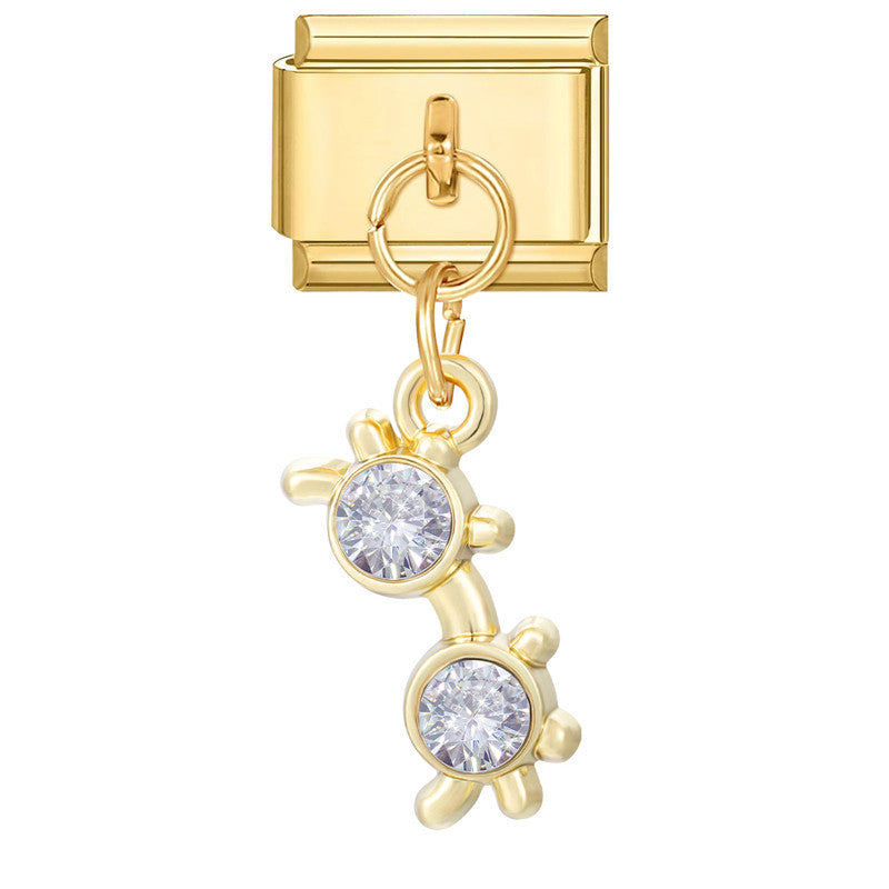 Wholesale Italian Charm Bracelet 9mm DIY Splicing Pink Series Gold Pendant Stainless Steel Composable Bracelet