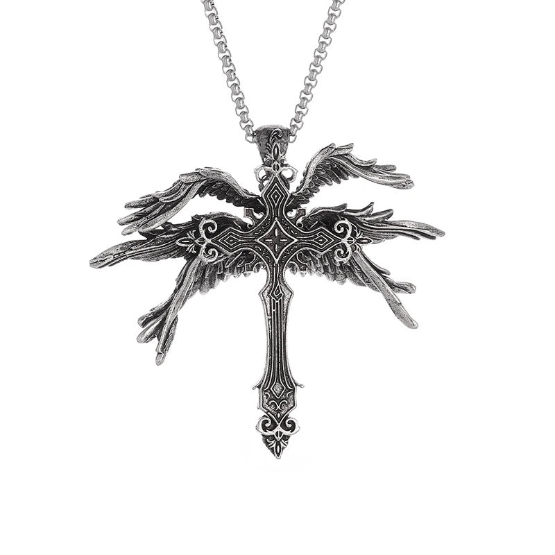 Wholesale  Retro Seraph Cross Necklace  Exaggerated Fashion Pendant
