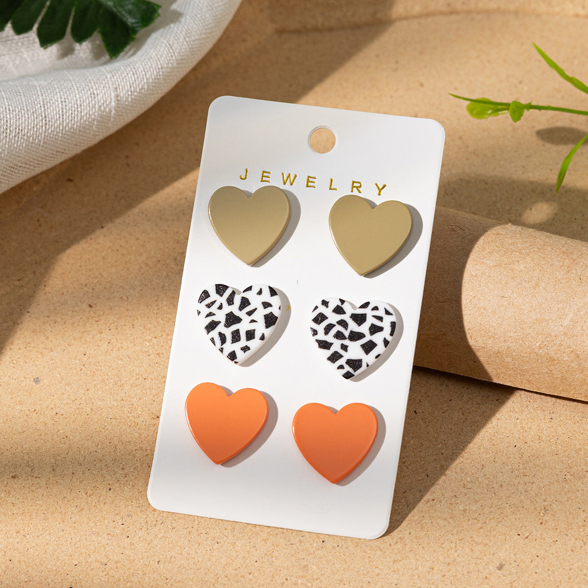Wholesale Leopard Print Acrylic Heart Earrings