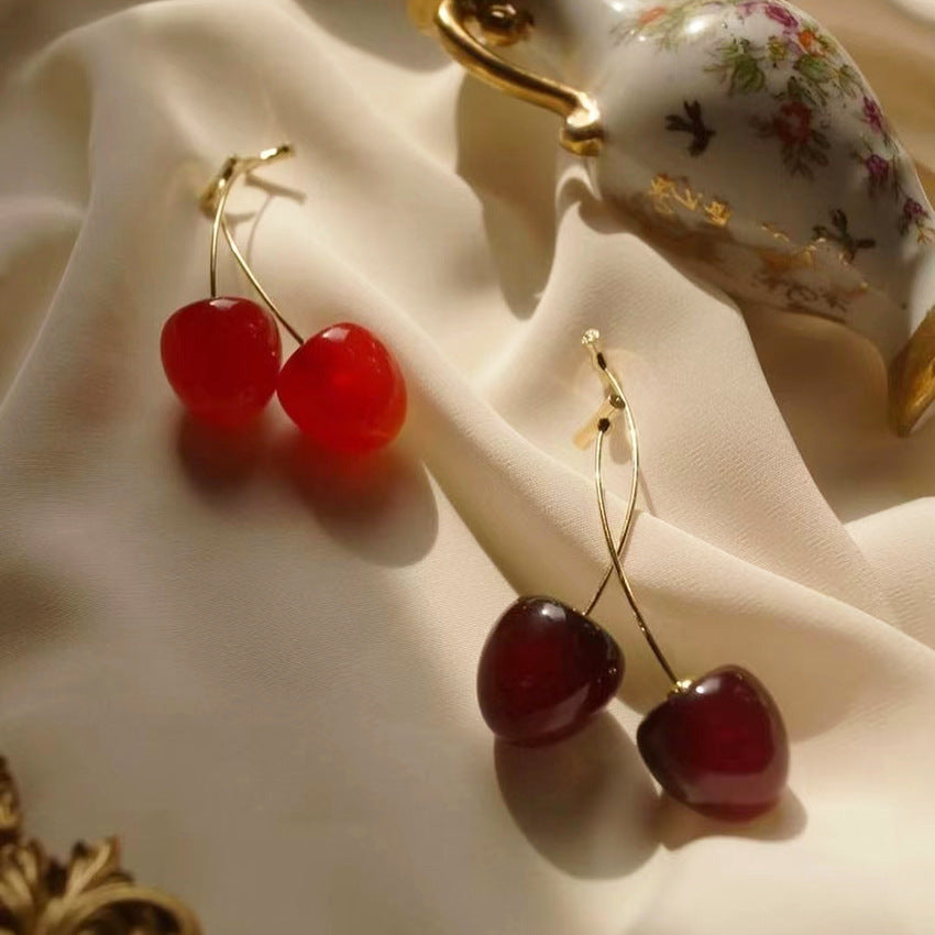 Wholesale  long cherries earrings creative  cute cherry earrings