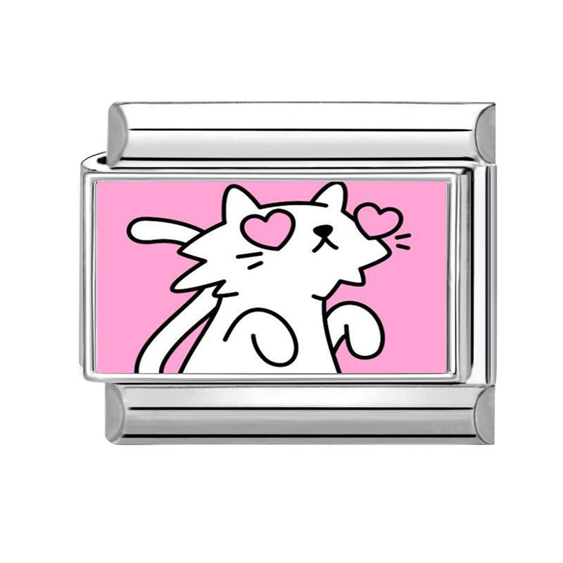 Wholesale Italian Charm Bracelet 9mm DIY Splicing Pink Stainless Steel Composable Bracelet