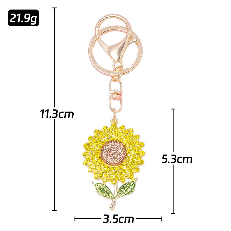Wholesale  Popular Plant Sunflower Crystal Keychain