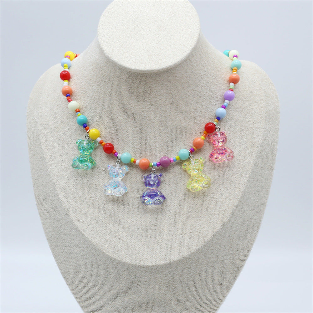 Wholesale Cute Children's Cartoon Character Colorful Beaded Necklace