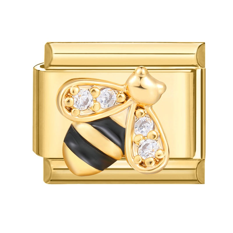 Wholesale Italian Charm Bracelet 9mm DIY Splicing Removable Stainless Steel Gold Bottom Light Luxury Composable Bracelet