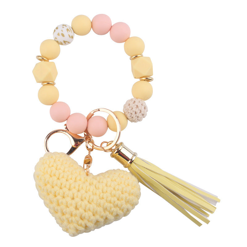 Wholesale Cartoon Wool Love Bracelet Keychain