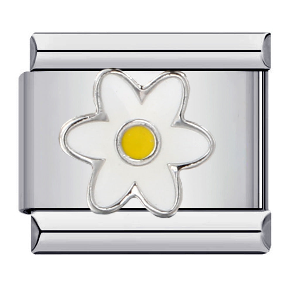 Wholesale Italian Charm Bracelet 9mm DIY Splicing Removable Floral Stainless Steel Composable Bracelet