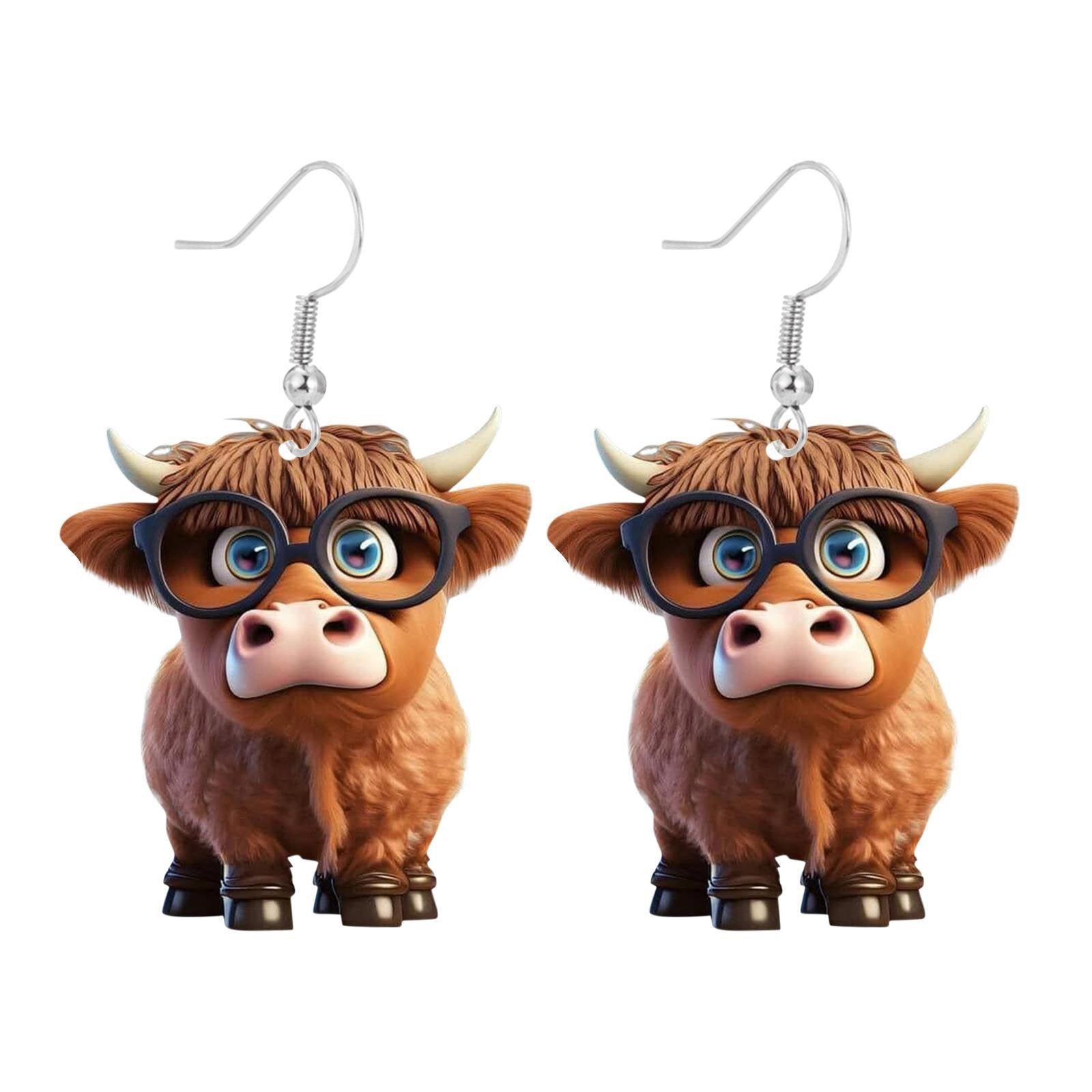Wholesale Cartoon Colorful Cow Flat Acrylic Earrings ACC-ES-YuanJi001