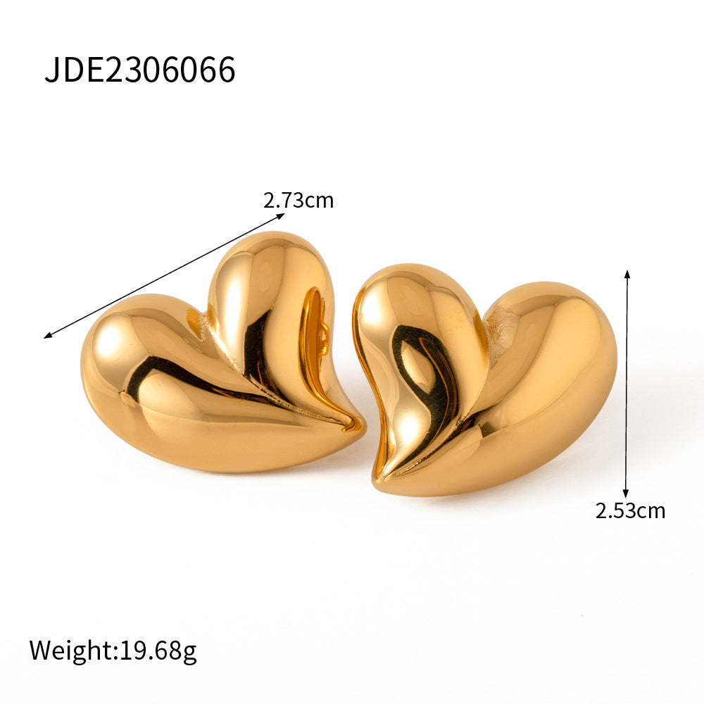 Wholesale 18K Gold Large Heart Shaped Earrings Stainless Steel Earrings for Women Heart Earrings ACC-ES-Jied006