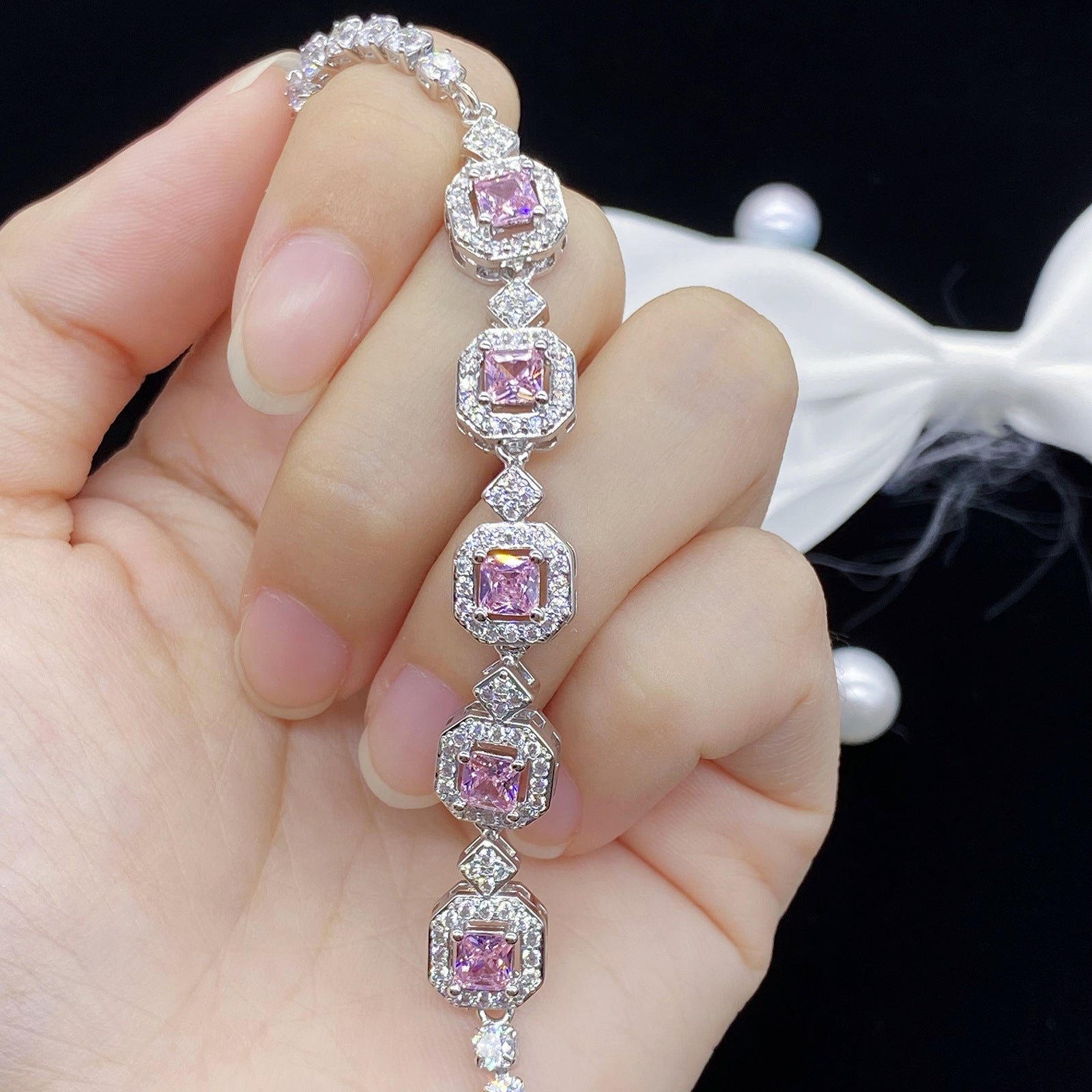 Wholesale Colorful Tourmaline Square Diamond Bracelet ACC-BT-KaLuoqi001