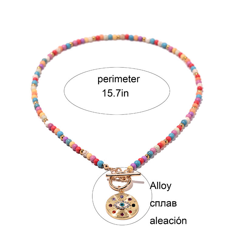 Wholesale Evil Eye Turquoise Beaded Necklace Retro Chic Fashion Jewelry Accessory