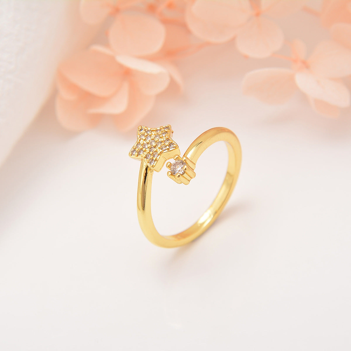 Wholesale Zircon Star Moon Colorful Fishtail Adjustable Ring