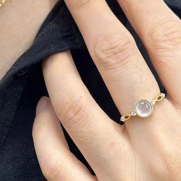 Wholesale ice natural chalcedony dew drop open ring