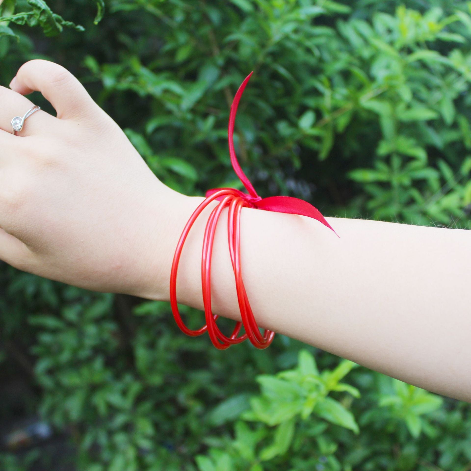 Wholesale Plastic Silicone Tube Gold Foil Jelly Bangles Five Layer Bracelet ACC-BT-YTian001