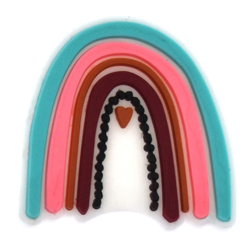 Wholesale Random 100pcs Cartoon Rainbow PVC Soft Rubber Shoe Buckle Decoration ACC-SC-RYY065