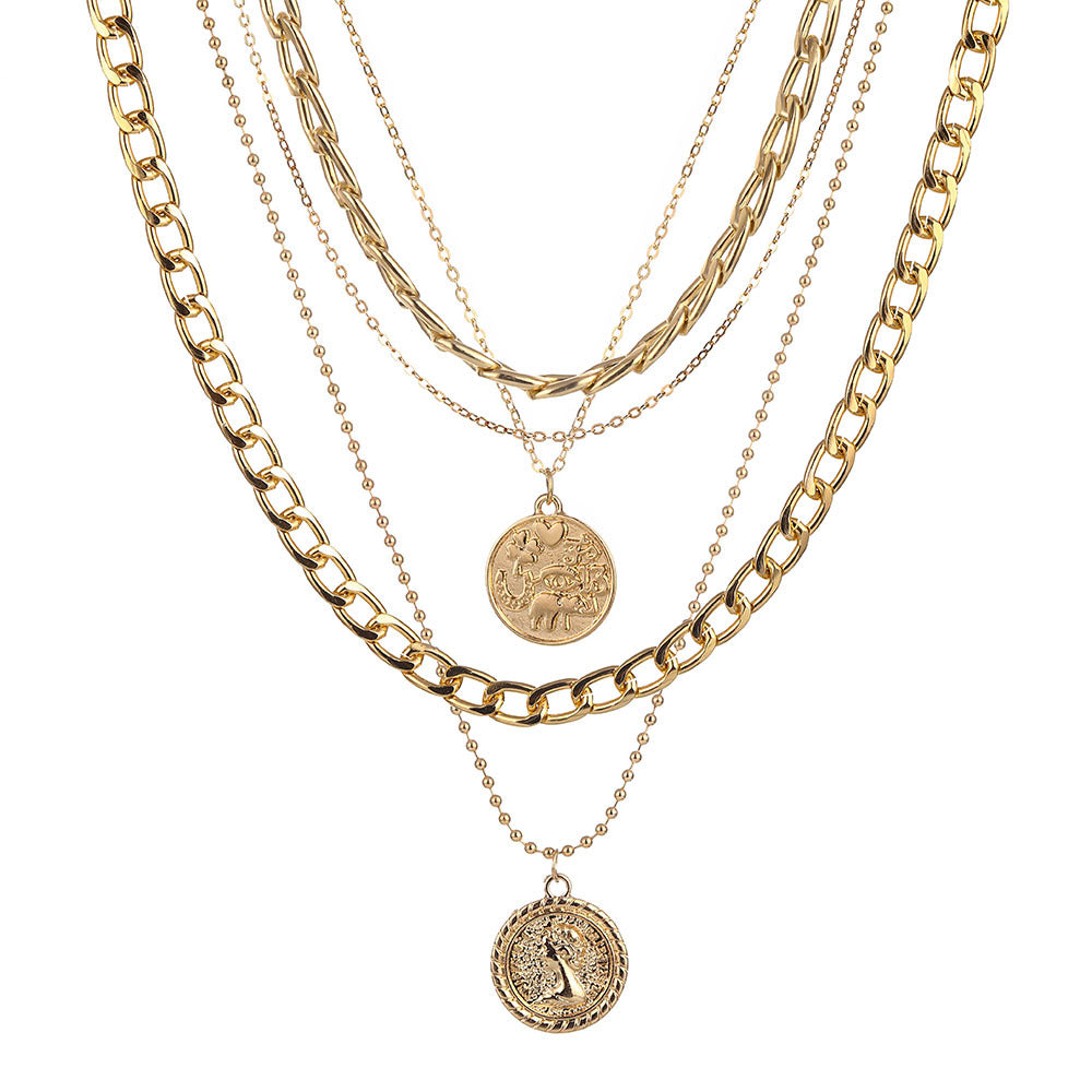 Wholesale multi-layer round pendant necklace