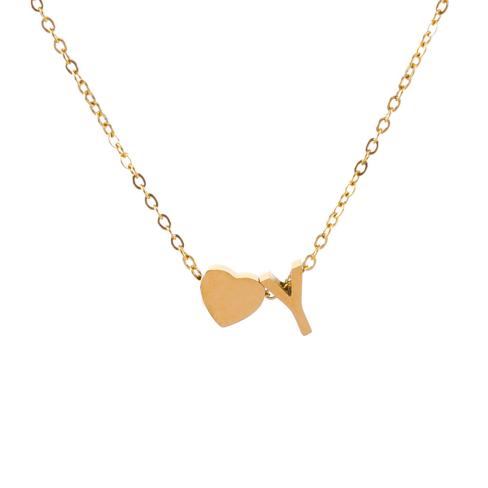 Wholesale light luxury love 18K gold stainless steel 26 letters necklace