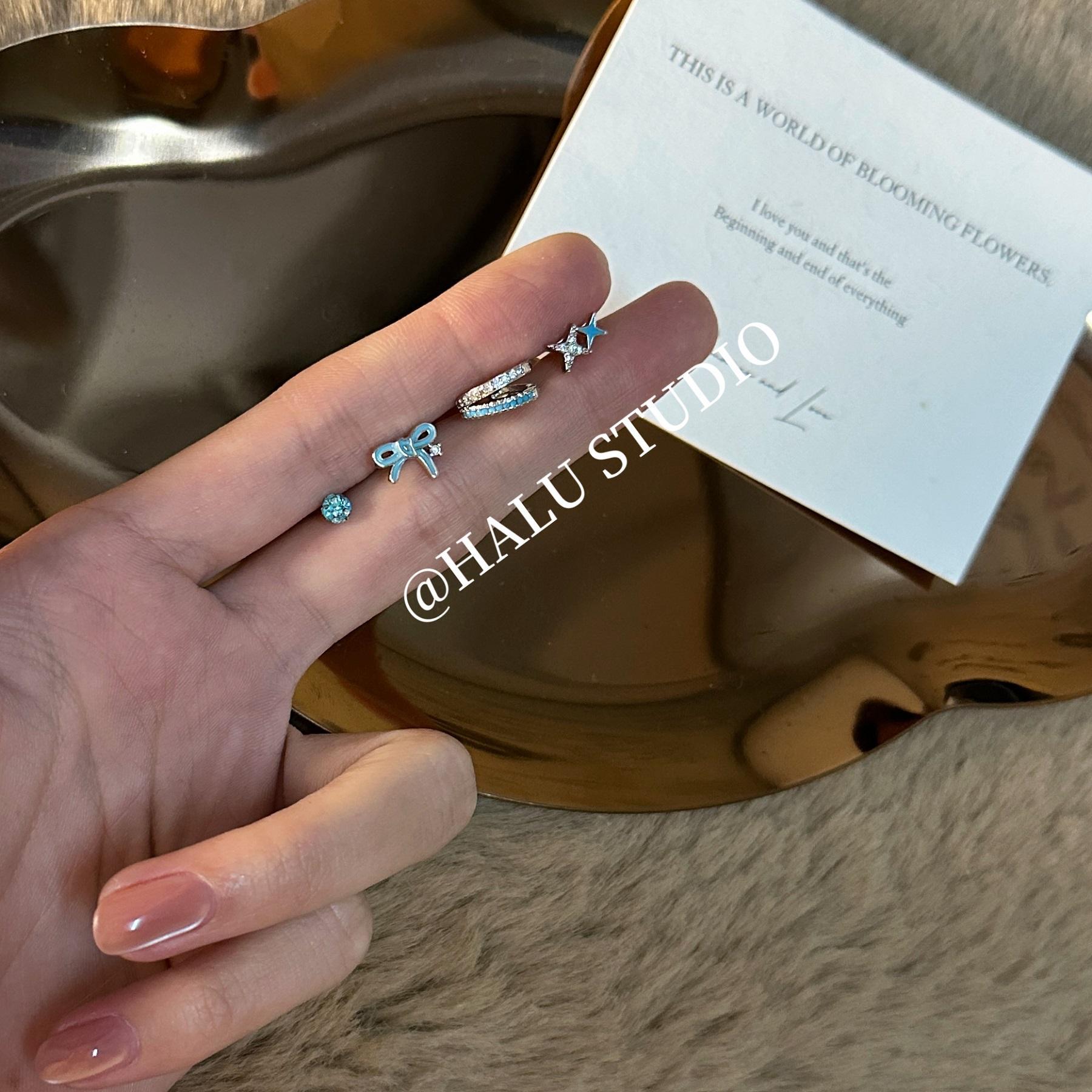 Wholesale Titanium Steel Blue All-match Earring