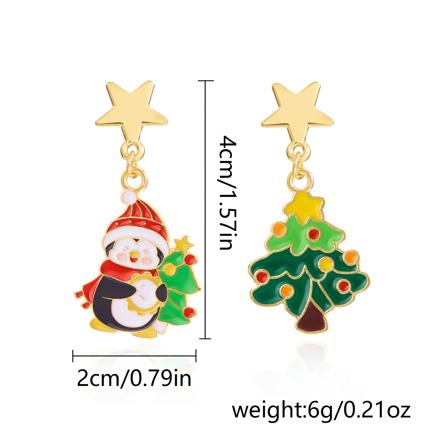 Wholesale Cartoon oil dripping  Christmas tree bell earrings