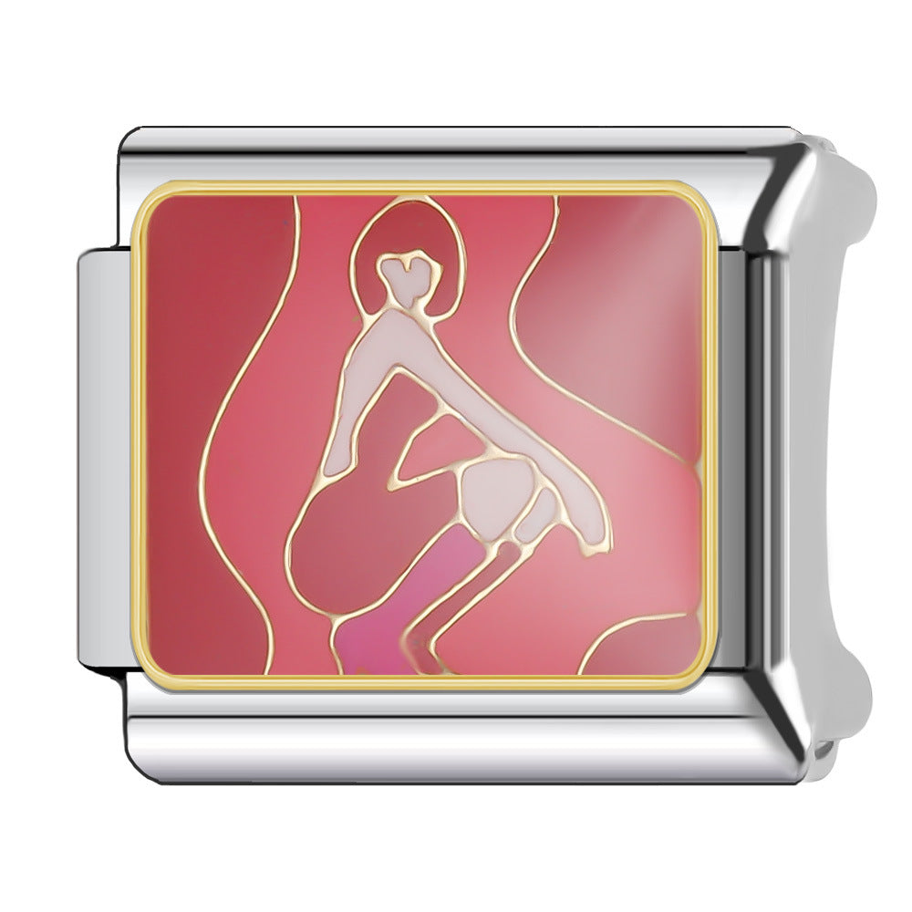 Wholesale Italian Charm Bracelet 9mm DIY Splicing Red Female Series Stainless Steel Composable Bracelet