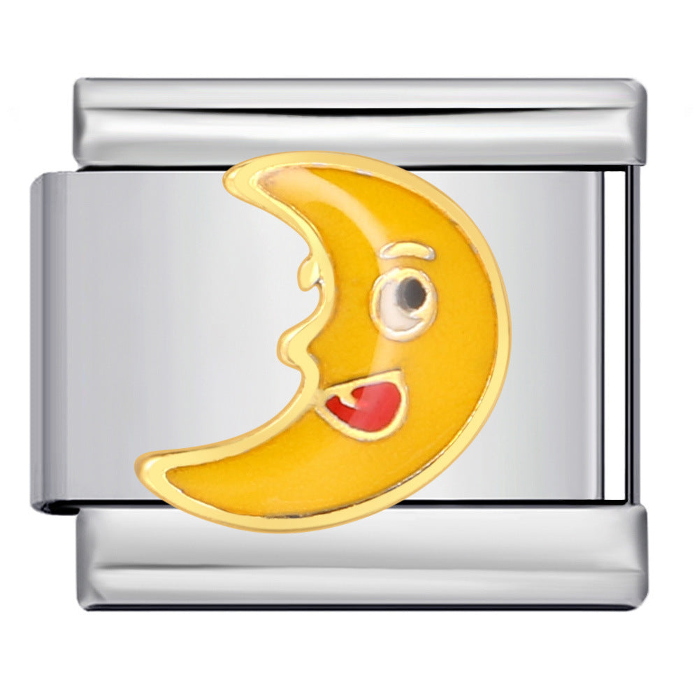 Wholesale  Italian moduleTitanium steel gold-plated oil drip welding pattern DIY  bracelet