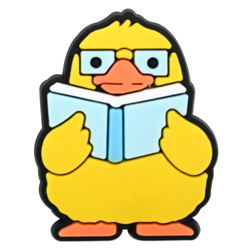 Wholesale Random 100pcs Cute Little Yellow Duck  PVC Soft Rubber Shoe Buckle Decoration