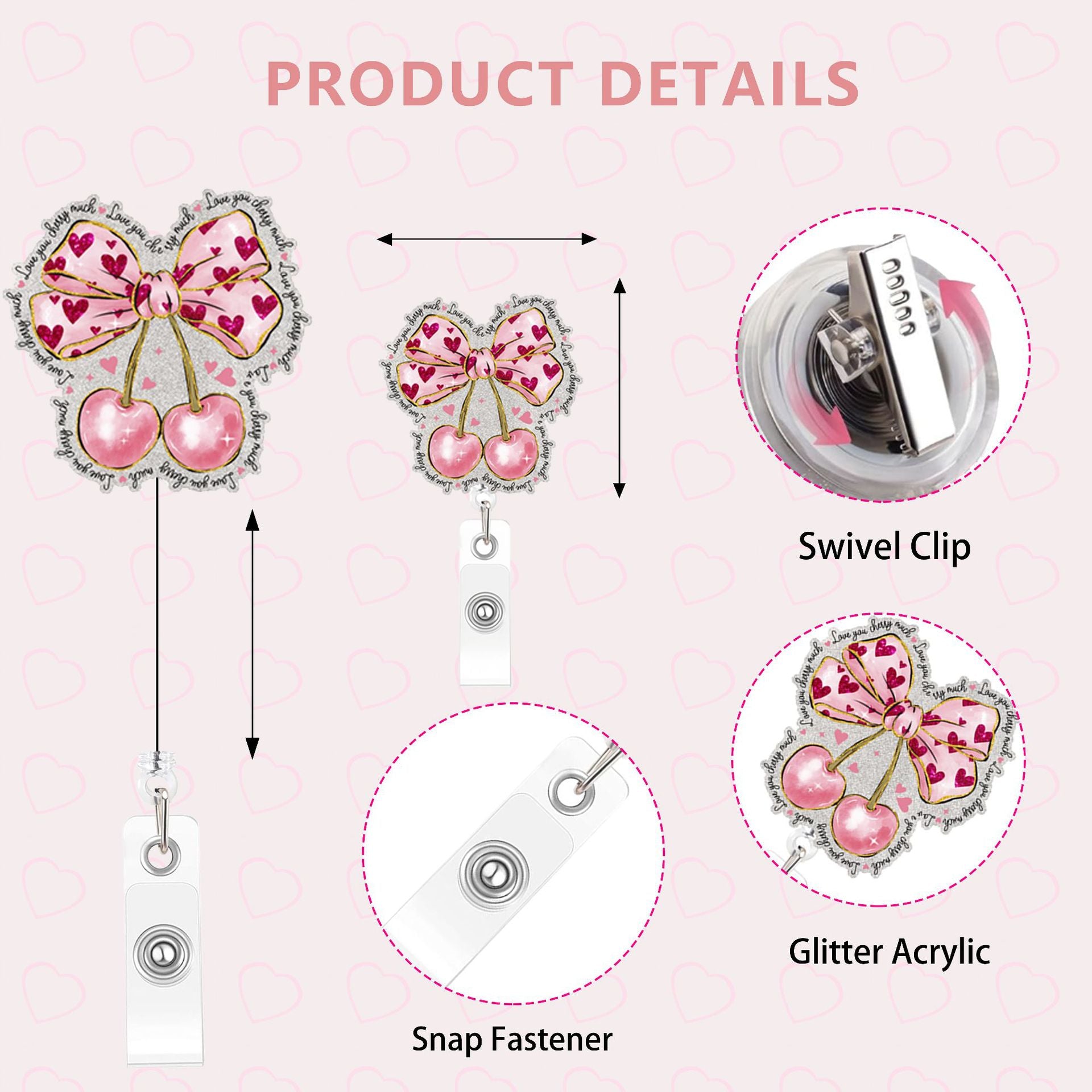 Wholesale  creative quote pink bow Badge Reels