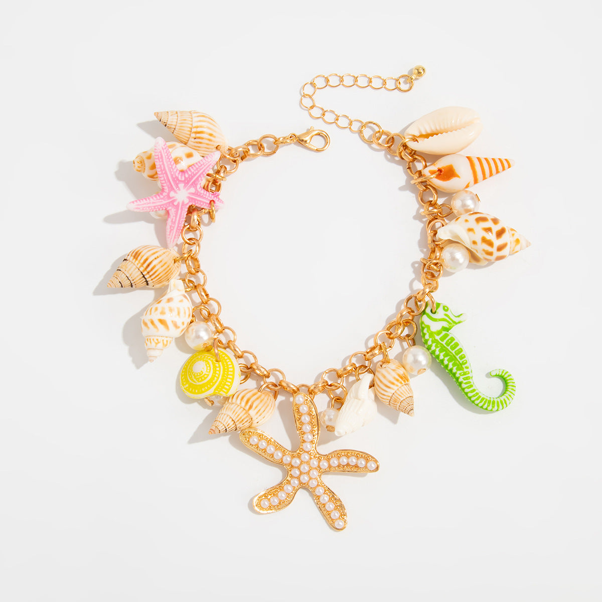Wholesale Cross-Border Hawaiian Vacation Style Fashion Ocean Starfish Bohemian Style Women' s Chain Conch Shell Bracelet