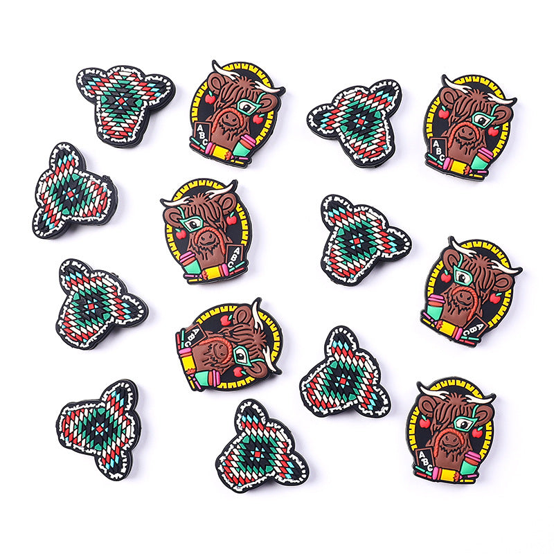 Wholesale 20pcs Western Style Bull Head Silicone Beads Focal Beads DIY Accessories ACC-BDS-RongFa017