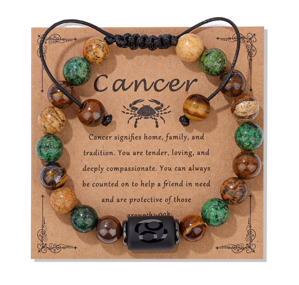 Wholesale Twelve Zodiac Woven Natural Picture Stone Bracelet ACC-BT-YinYi002