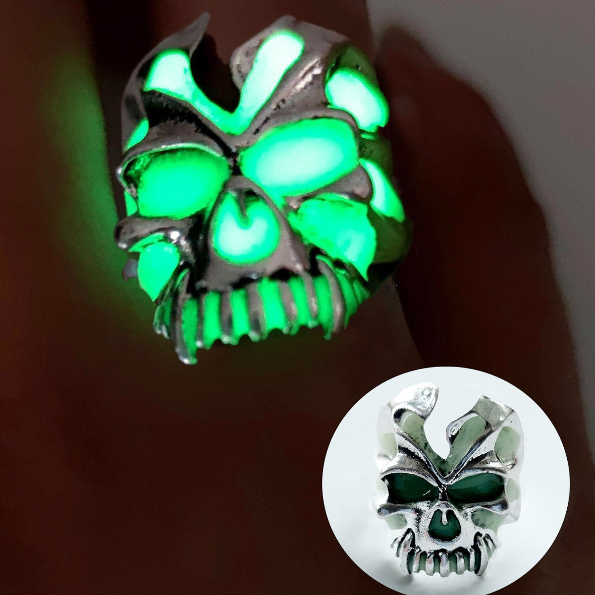Wholesale Retro  Glow-in-the-Dark Skull Ring Drip Oil Unisex Jewelry Accessory Gift
