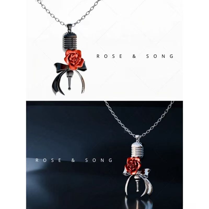 Wholesale Rose and Song Ribbon Bow Pendant Necklace