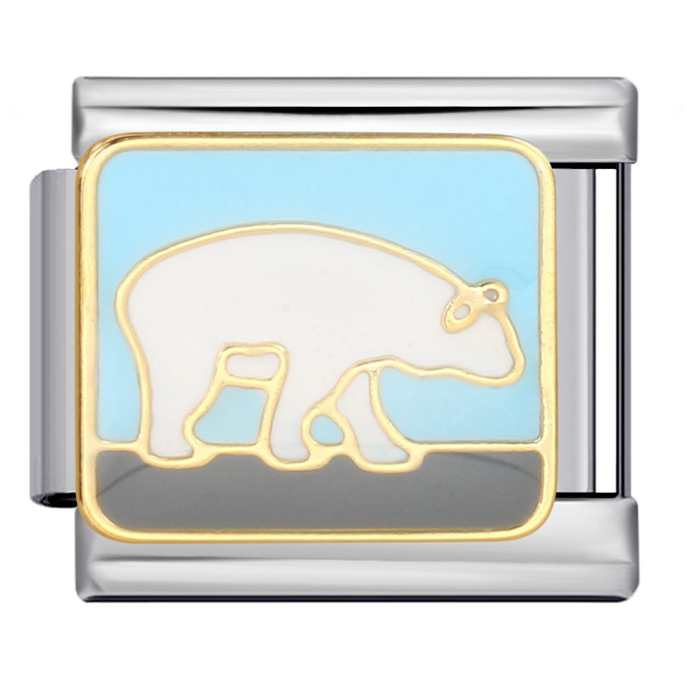 Wholesale Italian Charm Bracelet 9mm DIY Splicing Removable Oil Drop Animal Stainless Steel Composable Bracelet