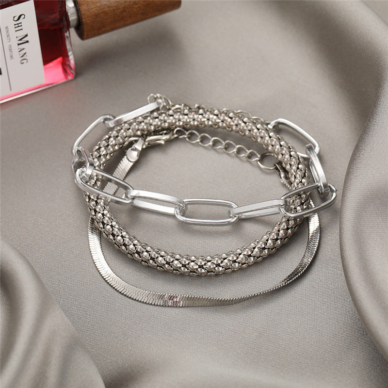 Wholesale Gy Gold Electroplated Snake Chain Bracelet Set - Trendy Unisex Wave Design Gift for Boutique Resale