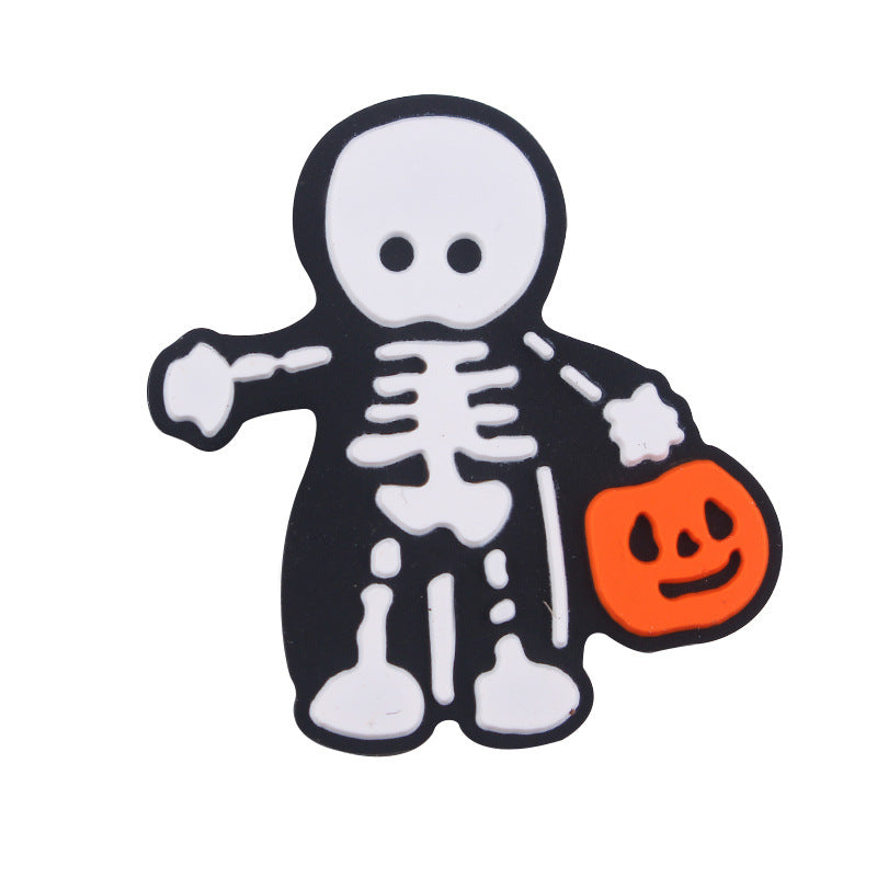 Wholesale 5pcs Cartoon Halloween Pumpkin Skull Silicone Focal Beads ACC-BDS-GuangTian034