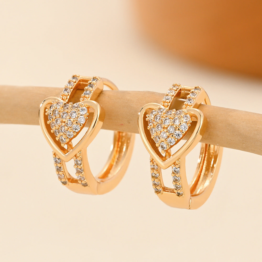 Wholesale Copper Gold Plated Heart Inlaid Zirconia Earrings ACC-ES-HengXuan001