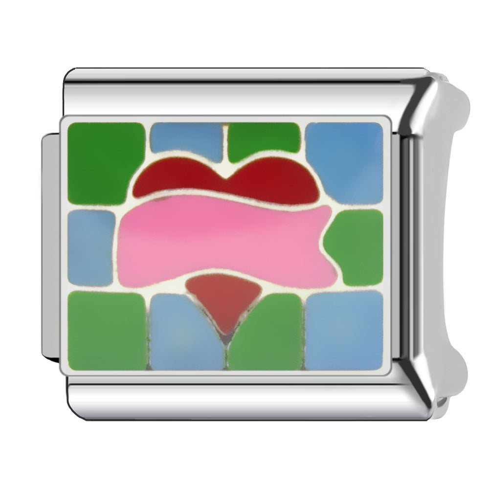 Wholesale Heart-Shaped Italian Module Bracelet Stainless Steel Dripping Oil Fashion Jewelry Accessory Gift