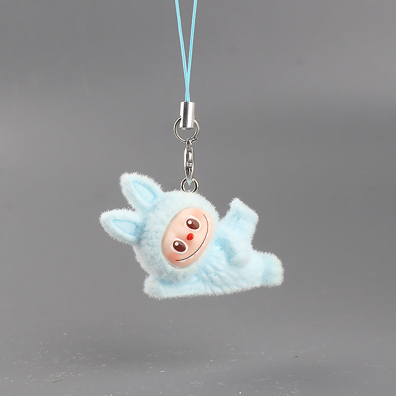 Wholesale 10pcs resin flocking side cute cartoon keychain mobile phone charm