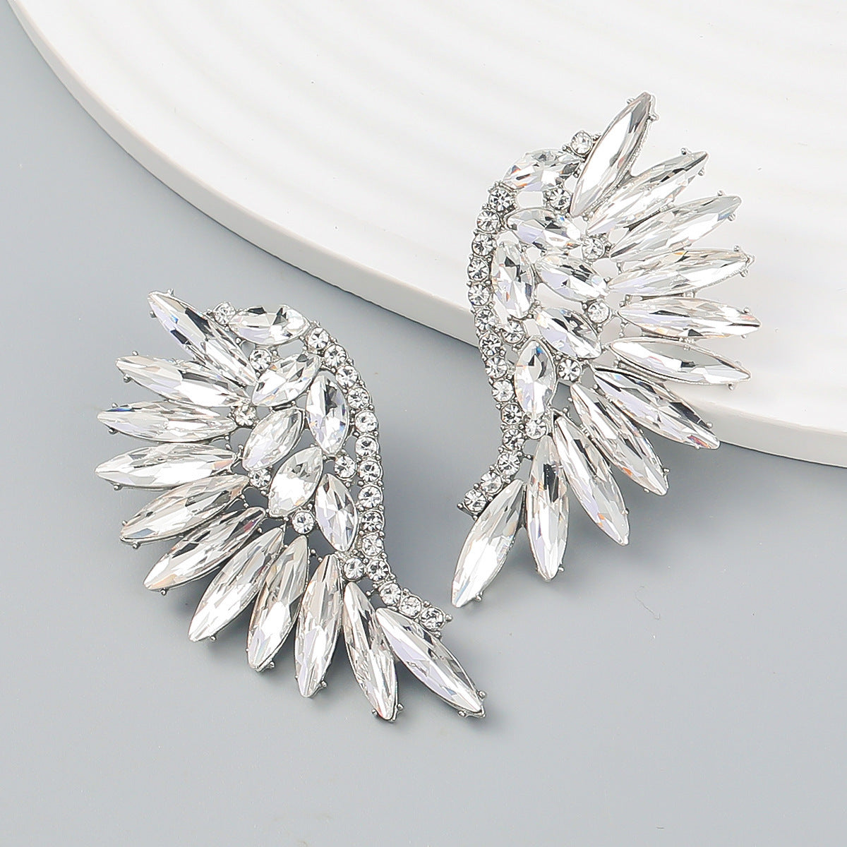 Wholesale Exaggerated Angel Wings Earrings Shiny Alloy Jewelry Accessory for Women