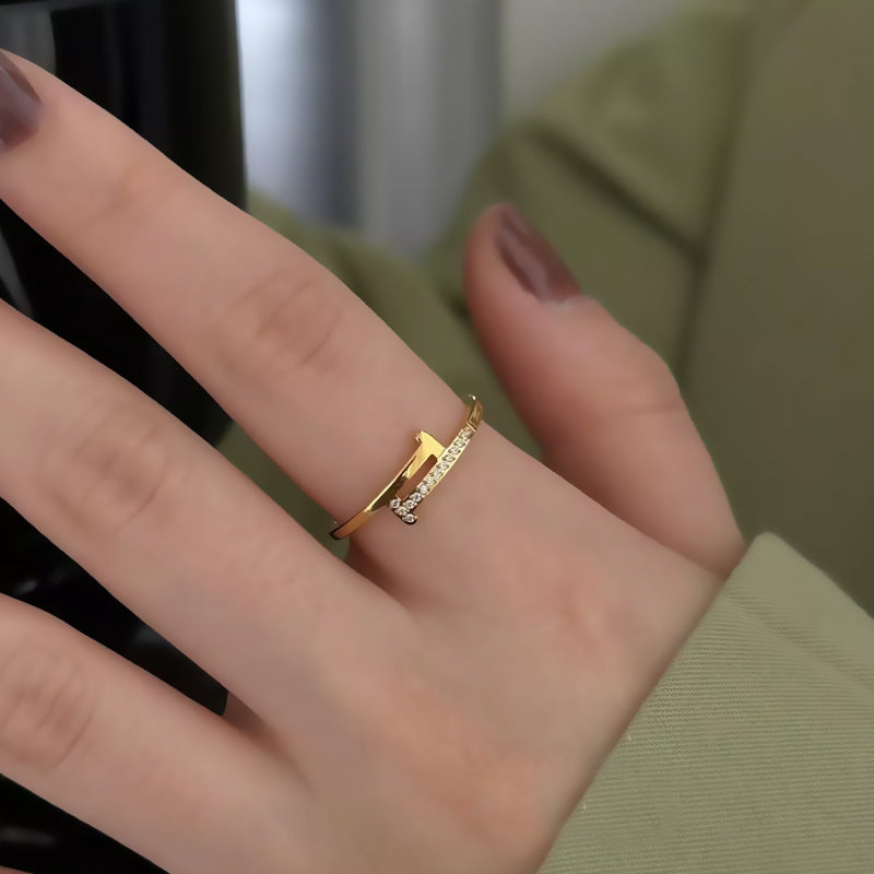 Wholesale Steel titanium ring with rhinestones