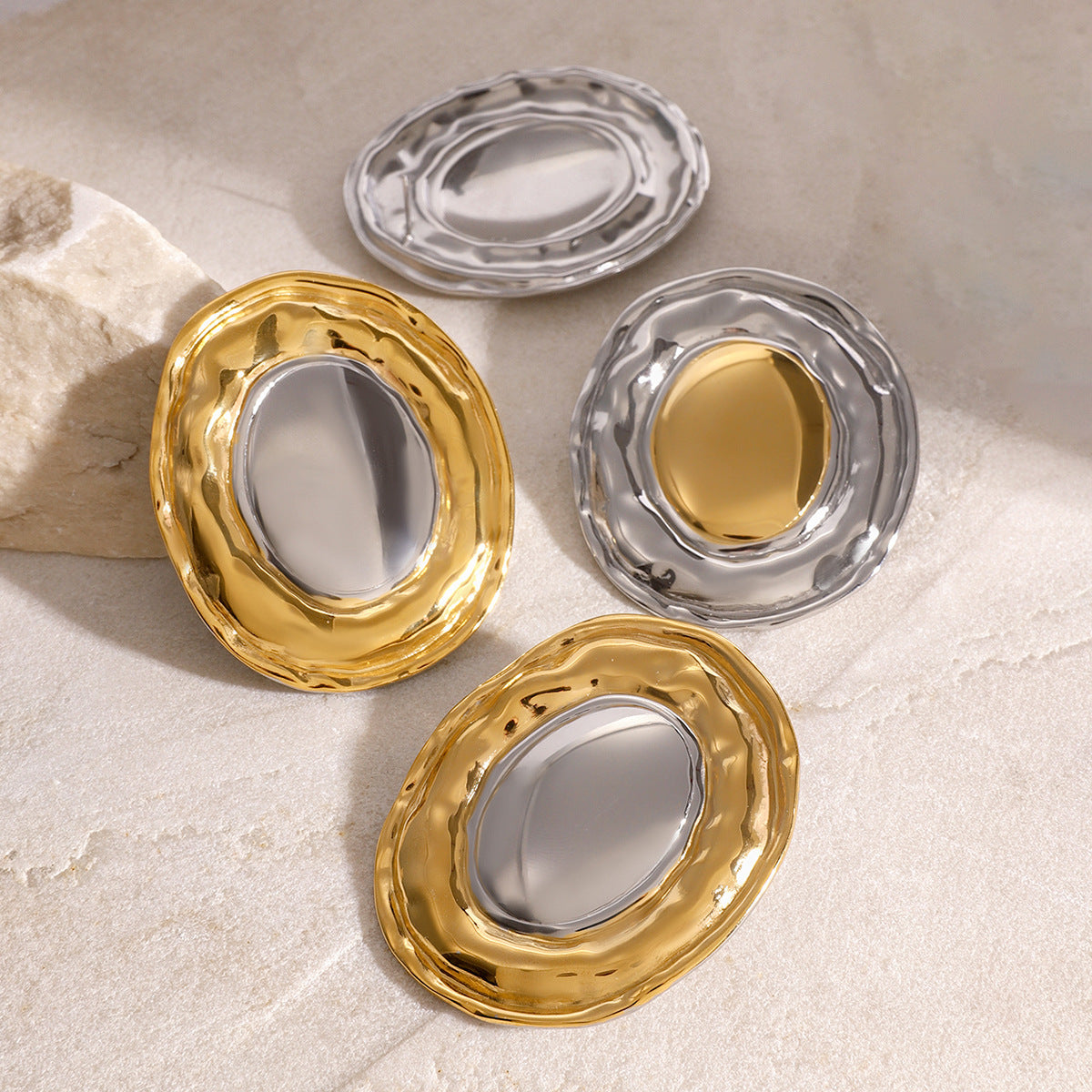 Wholesale 18k gold stainless steel color matching geometric earrings