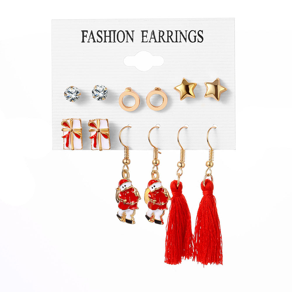 Wholesale Christmas Bell Elk Earrings Six-piece Set ACC-ES-Anduo003