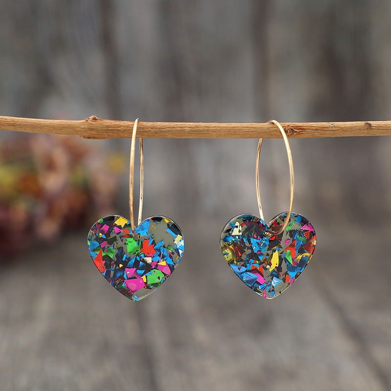 Wholesale Transparent Pink Heart Sequined Earrings For Women Trendy Valentine S Day Jewelry Accessory Casual Party Gift