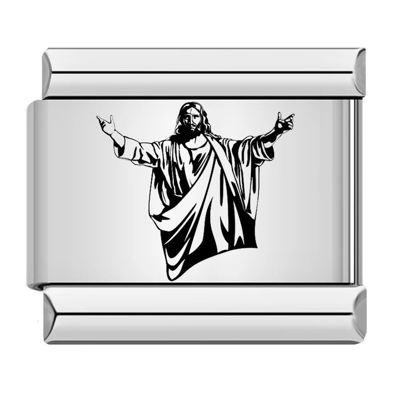 Wholesale Italian Charm Bracelet 9mm DIY  laser-engraved cross  Creative Stainless Steel Composable Bracelet